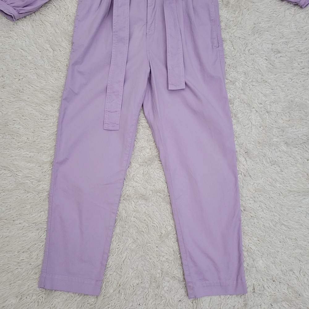 J Crew Womens Puff Sleeve Chino Jumpsuit Overalls Sz 6 Lavender Purple - Picture 9 of 13